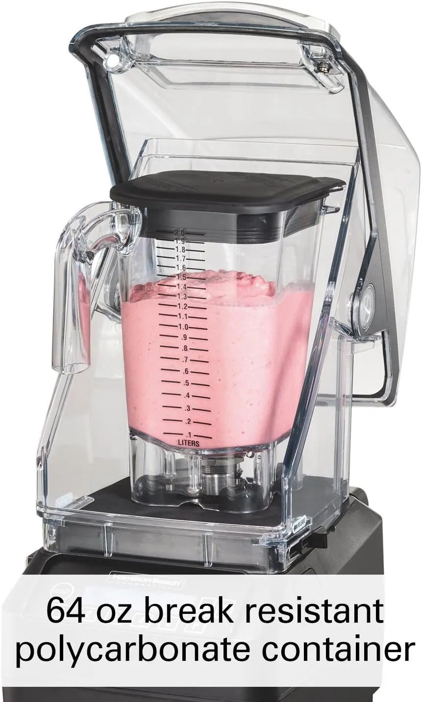 Hamilton Beach Commercial The Eclipse Blender, 64 oz./2L, 3 hp, Quiet Blend Technology, 120 Volt, 18.5" Height, 8.5" Width, 10.75" Length, (HBH755)