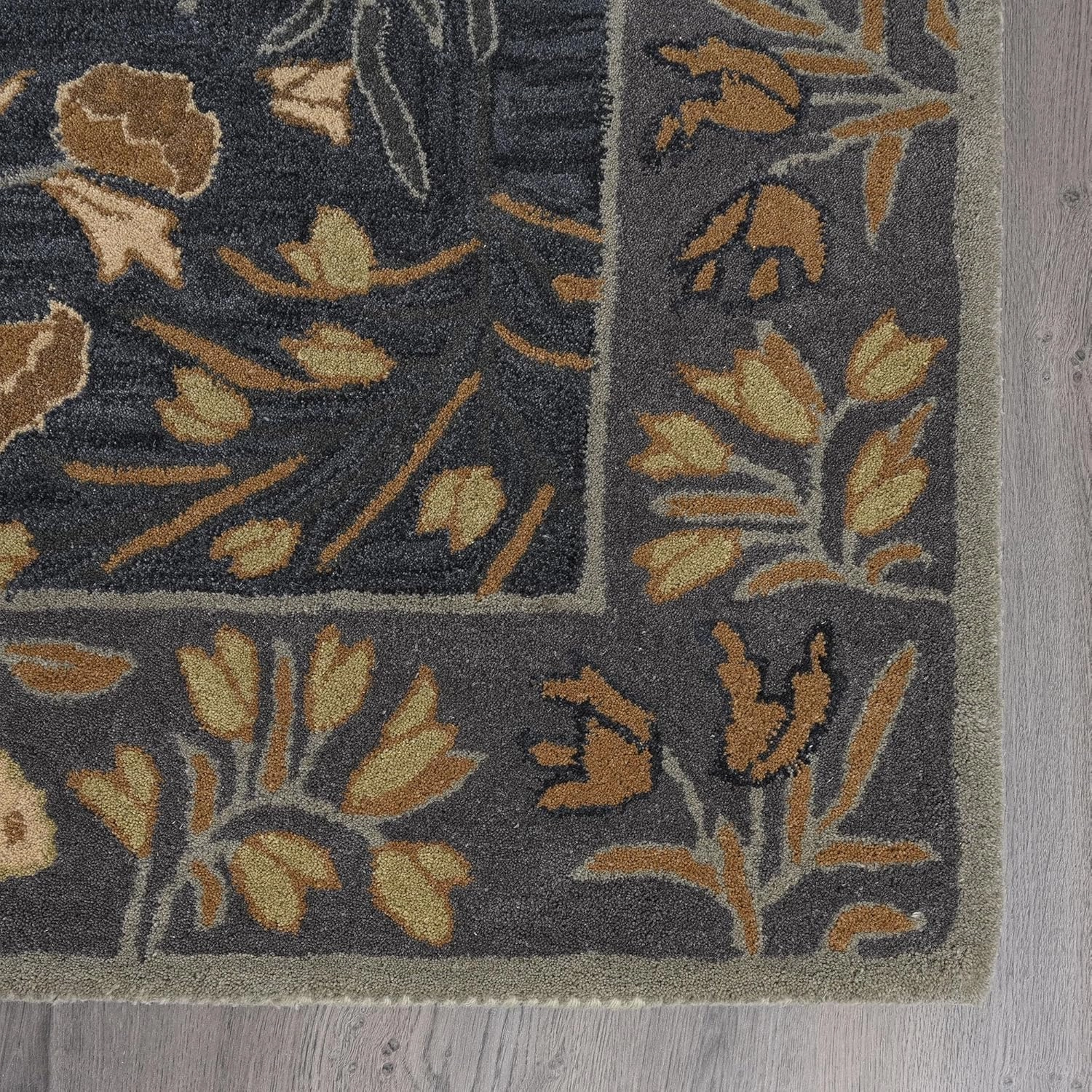 Handmade Floral Adeline Beige/Blue Tulips Traditional Crafted Wool Area Rug for Living Room Bedroom and Kitchen (Blue, 10X8 FT)