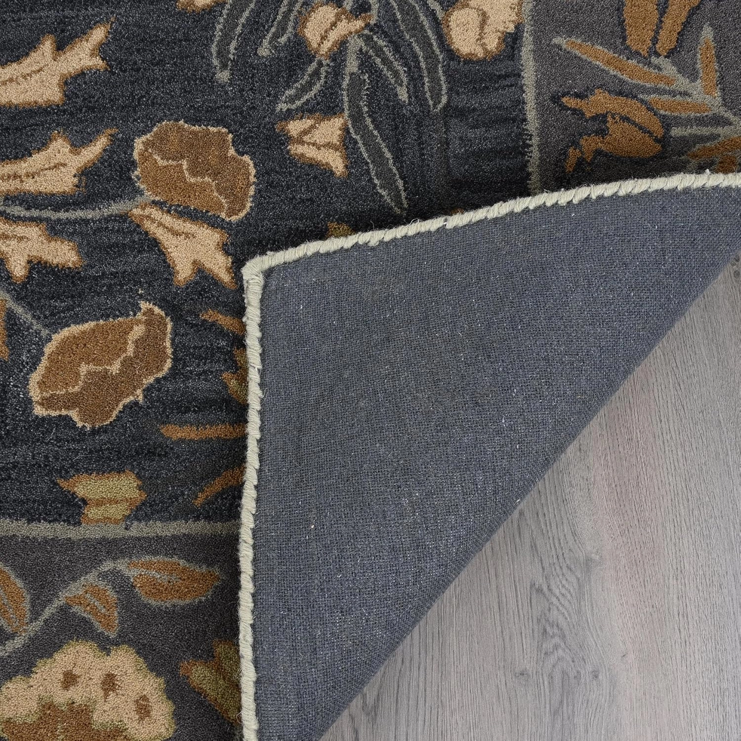 Handmade Floral Adeline Beige/Blue Tulips Traditional Crafted Wool Area Rug for Living Room Bedroom and Kitchen (Blue, 10X8 FT)