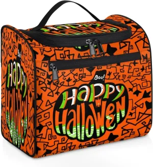 Happy Halloween Topic Hanging Toiletry Bag for Men Women Travel Cosmetic Makeup Organizer Bag Water Resistant Large Portable Wash Case for Accessories, Toiletries, Cosmetics