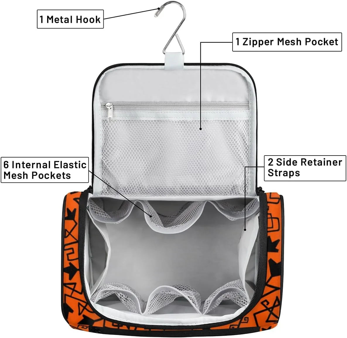 Happy Halloween Topic Hanging Toiletry Bag for Men Women Travel Cosmetic Makeup Organizer Bag Water Resistant Large Portable Wash Case for Accessories, Toiletries, Cosmetics