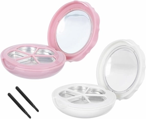 Happyyami Elegant Makeup Palette Trays Lipstick and Eyeshadow Testing Refillable Blusher Box Compact Storage Case Color