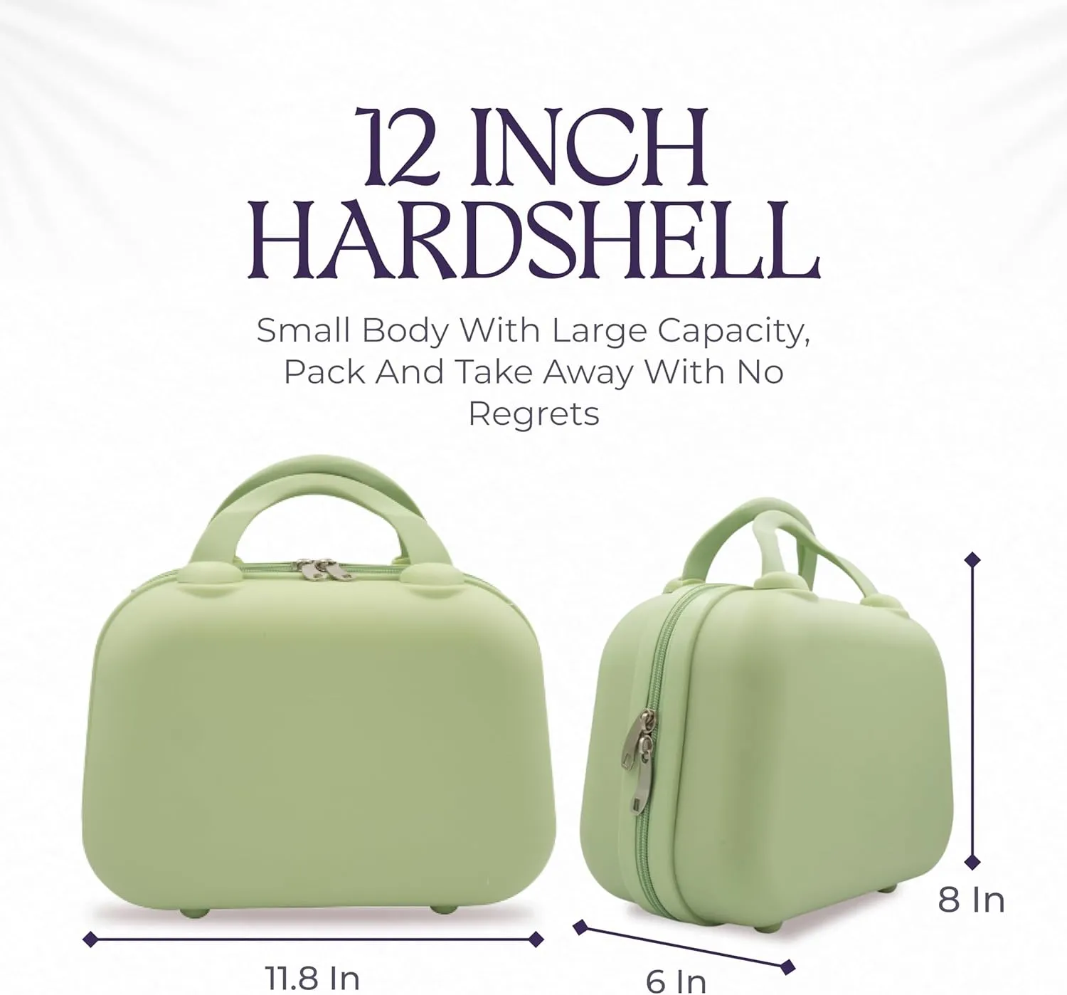 Hard Shell Travel Cosmetic Case, 12 Inch Hardshell Suitcase Mini Toiletry Bag, Luggage Beauty Case with Strap Mint Green
