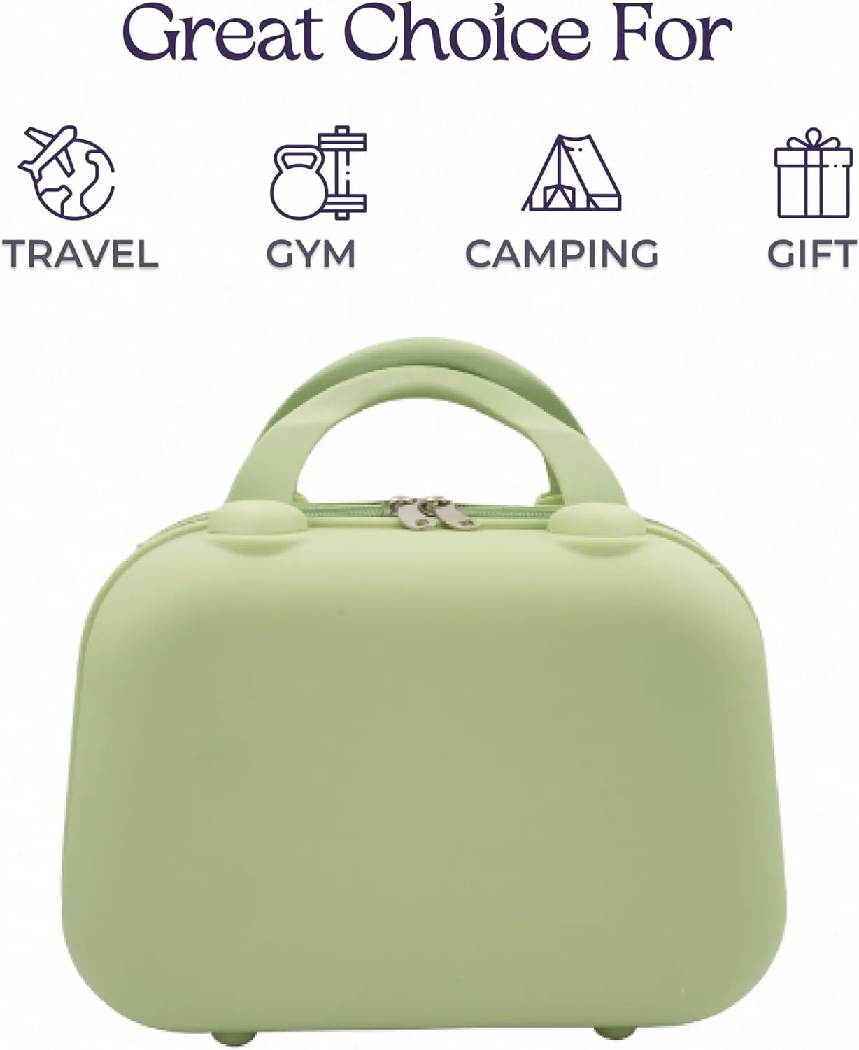 Hard Shell Travel Cosmetic Case, 12 Inch Hardshell Suitcase Mini Toiletry Bag, Luggage Beauty Case with Strap Mint Green