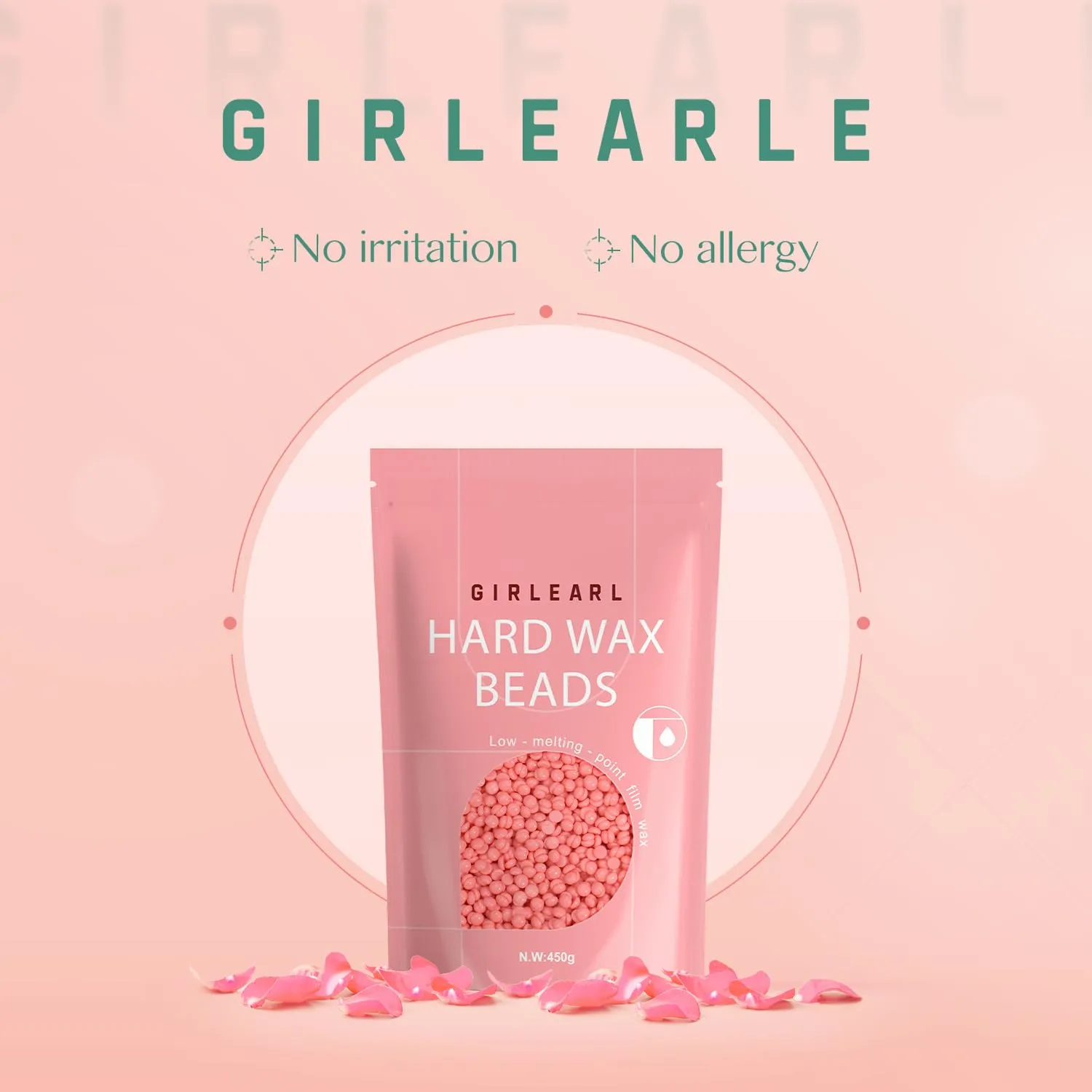 Hard Wax Beads, 1lb Wax Beans for Hair Removal Sensitive Skin with Rose Formula, Perfect for Full Body, Facial, Brazilian Bikini, and Legs at Home Wax Refill for Women Men (pink)