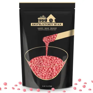 Hard Wax Beans Hair Removal Kit, Lifestance Hard Wax Kit Delilatory Wax Beads for Facial, Brazilian Bikini, Underarms, Back and Chest, Legs At Home Waxing 1lb Pink Wax Refill