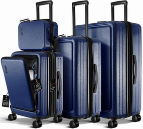 Hard Shell Luggage Sets with Spinner Wheels 4 Piece, Expandable Large Suitcases with TSA Lock, Travel Large Suitcase Set, Navy Luggage Set