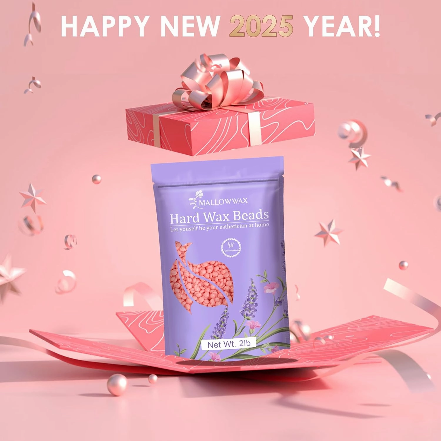 Hard Wax Beads for Hair Removal, 2LB – Premium Hair Removal Wax Refill for Sensitive Skin with Rose Formula, Ideal for Facial and Brazilian Areas