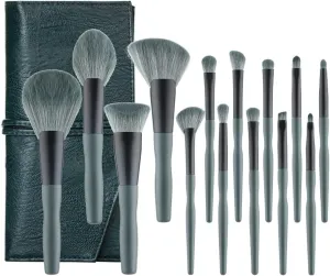 HAYNAH Marycan 14Pcs Soft Makeup Brush Set Green Makeup Foundation Powder Blush Eyeshadow Lip Gloss Makeup Brush Kit