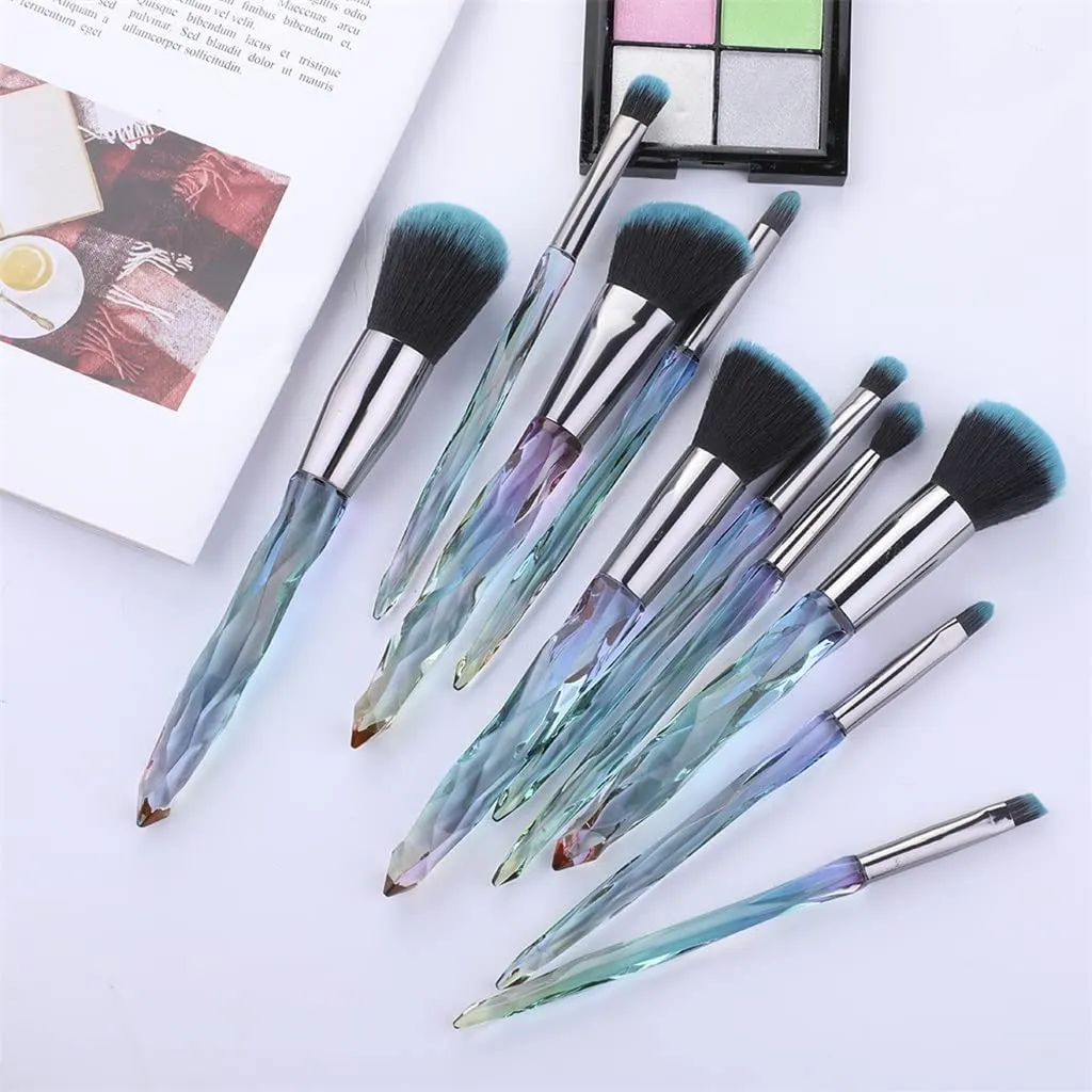 HAYNAH Marycan Makeup Brushes 10PCS Crystal Makeup Brushes Set Cosmetic Beauty Powder Brush Concealer Eye Shadow Complete Makeup Kit (Color : Green)