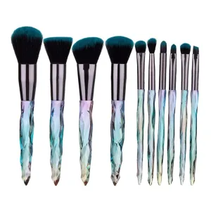 HAYNAH Marycan Makeup Brushes 10PCS Crystal Makeup Brushes Set Cosmetic Beauty Powder Brush Concealer Eye Shadow Complete Makeup Kit (Color : Green)