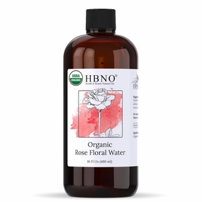 HBNO California Bottled Organic Rose Water for Face Huge 16 fl oz (480ml) Value Size - USDA Certified for Face - Pure Rose Water for Hair - Rosewater for Skincare, Haircare