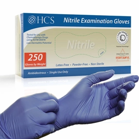 HCS Nitrile Gloves - (250/Box) Medical Gloves Disposable - Latex-Free Rubber Glove - Disposable Glove for Sensitive Skin - Fentanyl & Chemo Protection - 4 Mil Nitrile Exam, Large