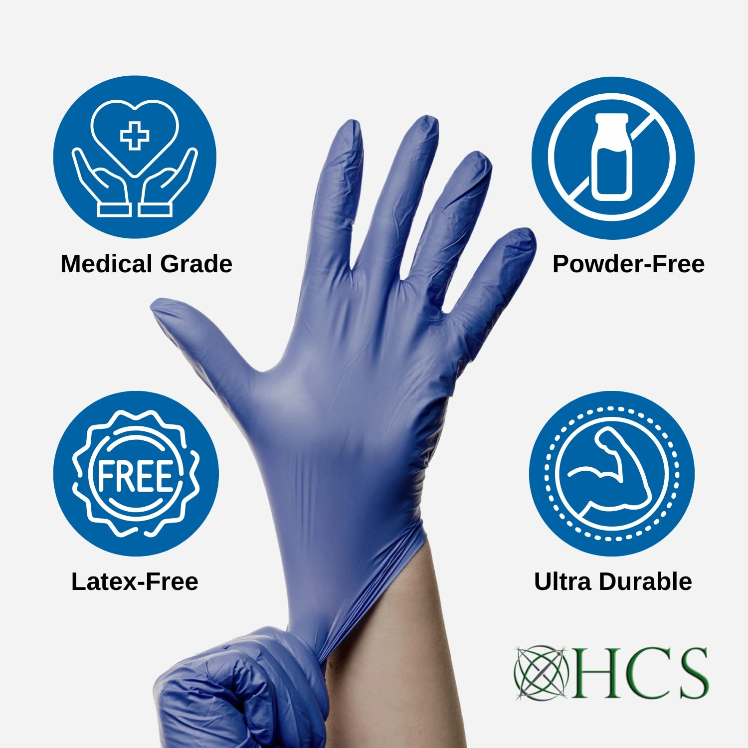HCS Nitrile Gloves - (250/Box) Medical Gloves Disposable - Latex-Free Rubber Glove - Disposable Glove for Sensitive Skin - Fentanyl & Chemo Protection - 4 Mil Nitrile Exam, Large
