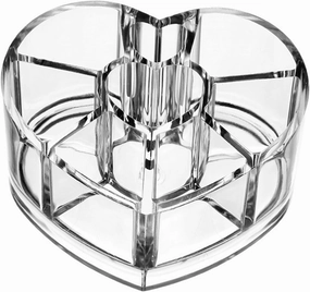 Heart Shape Lipstick Organizer - Clear Acrylic Cosmetic Display Case for Lipstick Chapstick Makeup Brushes Eyeliner Pencil Stationery Vanity Drawer Desk Storage