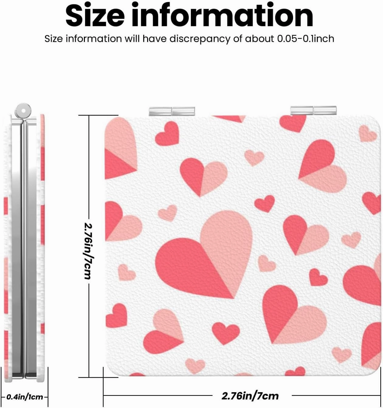Heart Shape Pink Small Makeup Mirror Portable Travel Cosmetic Mirror Folding Small Pocket Mirror