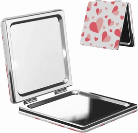 Heart Shape Pink Small Makeup Mirror Portable Travel Cosmetic Mirror Folding Small Pocket Mirror