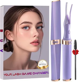 Heated Eyelash Curler - 2-in-1 Clip-Type Electric Lash Curler, USB Rechargeable with 24H Long Lasting, 3 Heat Settings & 8-Second Fast Heating, Makeup Tool Gift for Women Girls (Purple)