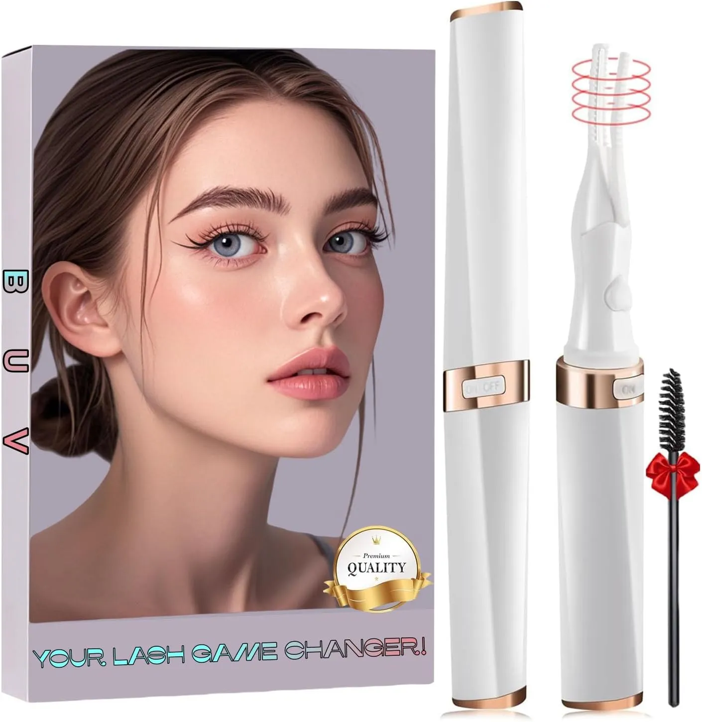 Heated Eyelash Curler - 2-in-1 Clip-Type Electric Lash Curler, USB Rechargeable with 24H Long Lasting, 3 Heat Settings & 8-Second Fast Heating, Makeup Tool Gift for Women Girls (White)