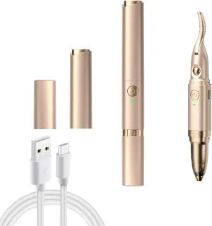 Heated Eyelash Curler - 2 in 1 Electric Eyelash Curler with Eyebrow Trimmer - 2 Temperature Settings Eye Lash Curler with USB Rechargeable - Natural Curling 24 Hours Long Lasting for Women Gifts