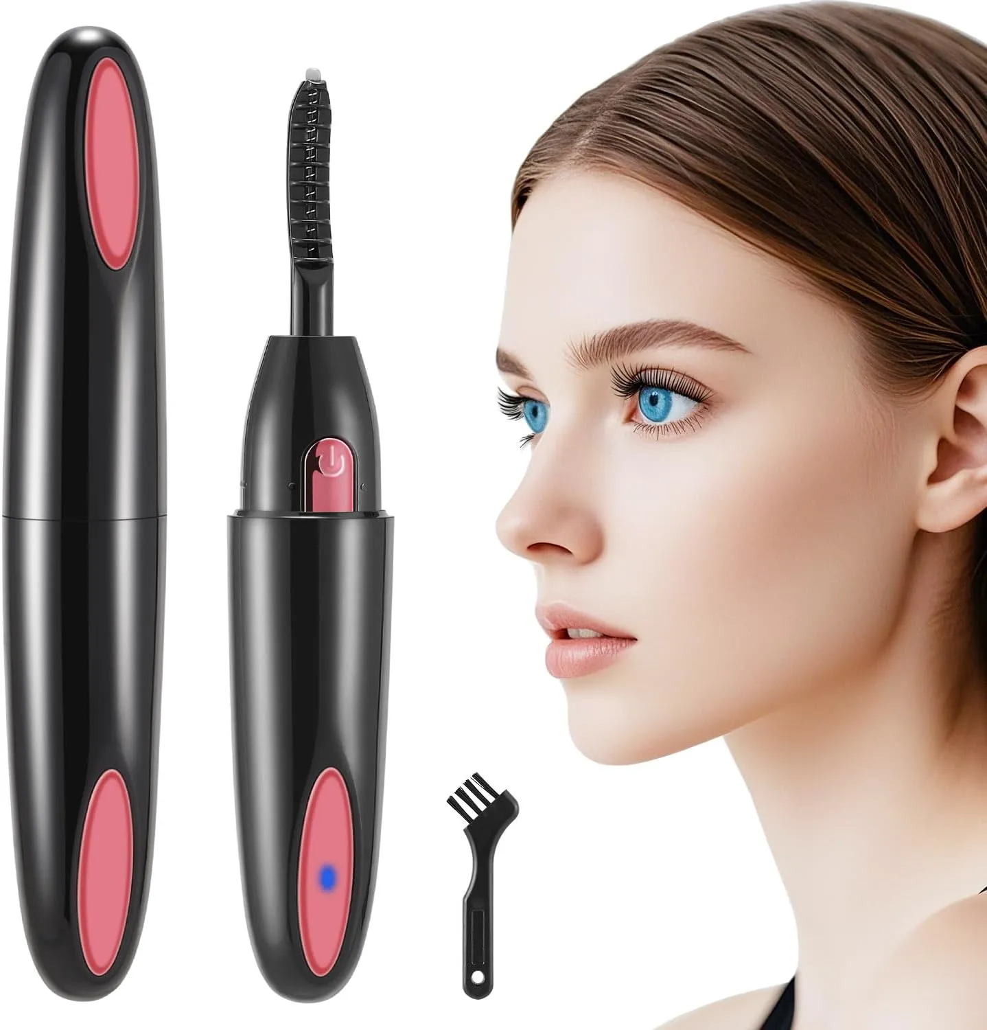 Heated Eyelash Curler, Electric Eyelash Curler for Fast Heat up Within 10s - 24 Hours Long Lasting, 2 Temp Settings Makeup Tools Safe & Portable Lash Curler with USB Charging