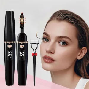 Heated Eyelash Curler, Electric Eyelash Curlers Type C Rechargeable, Heated Lash Curler for Women Natural Eye Lash Curler Makeup Tool with Eyelash Comb, 24 Hours Long Lasting - Black B1