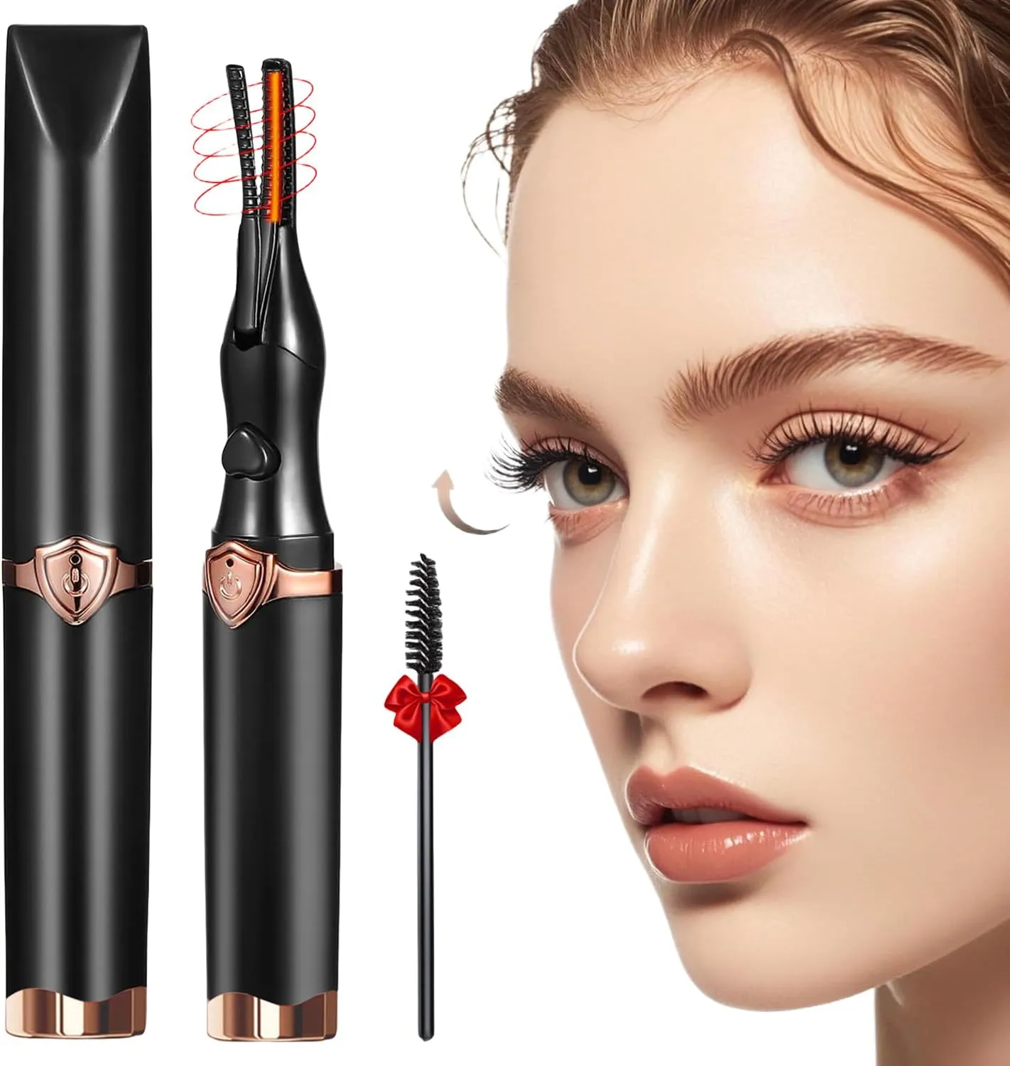 Heated Eyelash Curler - Fast Heat up in 8s - 3 Heat Modes with USB Rechargeable - Electric Eyelash Curler - Natural Curling 24 Hours Long Lasting, Anti-Burn Eyelid, Brown Black CA