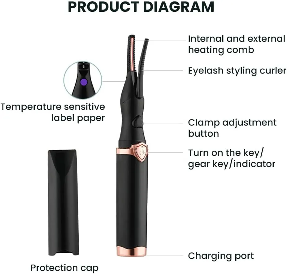 Heated Eyelash Curler for Women, 2025 New Mini USB Rechargeable Heated Lash Curler with 3 Heat Modes, Natural Curling Long Lasting Electric Eyelash Curlers (Pink)