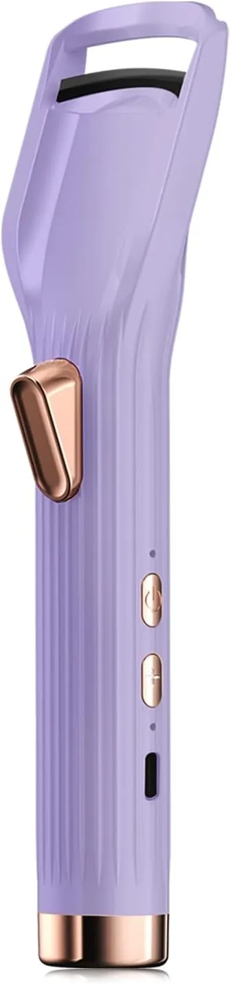 Heated Eyelash Curler Premium PRO - Fast Heat up in 8s - 24 Hours Long Lasting - Rechargeable Electric Eyelash Curler with Type-C, Innovative L Silicone, 2 Heat Modes, Anti-Burn Eyelid, Purple-BA