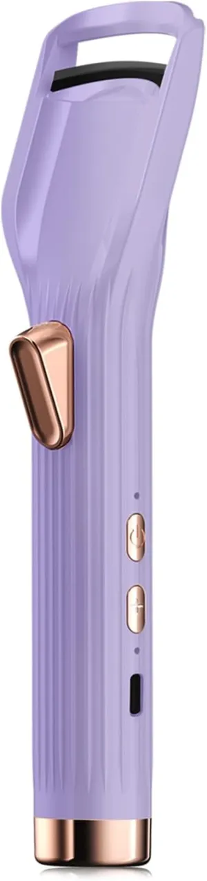 Heated Eyelash Curler Premium PRO - Fast Heat up in 8s - 24 Hours Long Lasting - Rechargeable Electric Eyelash Curler with Type-C, Innovative L Silicone, 2 Heat Modes, Anti-Burn Eyelid, Purple-BA