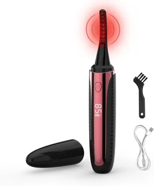 Heated Eyelash Curler, Rechargeable Electric Eyelash Curler with 4 Temp Modes Anti-Burn & LED Display Intelligent Auto-0ff for Women Quick Natural Curling Makeup, Heated-Lash-Curler-Portable