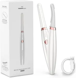 Heated Eyelash Curler, TOUCHBeauty Electric Eyelash Curler USB Rechargeable Eyelash Curler with 3 Temperature Settings Silicone Comb Lash Curler for Girls Women Quick Heating Curling1859