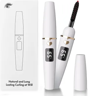Heated Eyelash Curlers, Portable Heated Lash Curler,Heated Eyelash Curler Intelligent Power 0ff, Makeup Electric Eyelash Curler (White, X8-132MM)