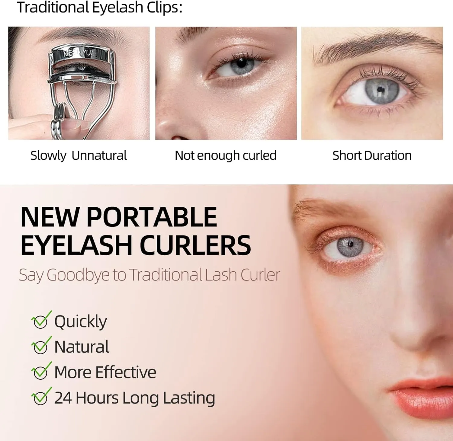 Heated Eyelash Curlers, Portable Heated Lash Curler,Heated Eyelash Curler Intelligent Power 0ff, Makeup Electric Eyelash Curler (White, X8-132MM)