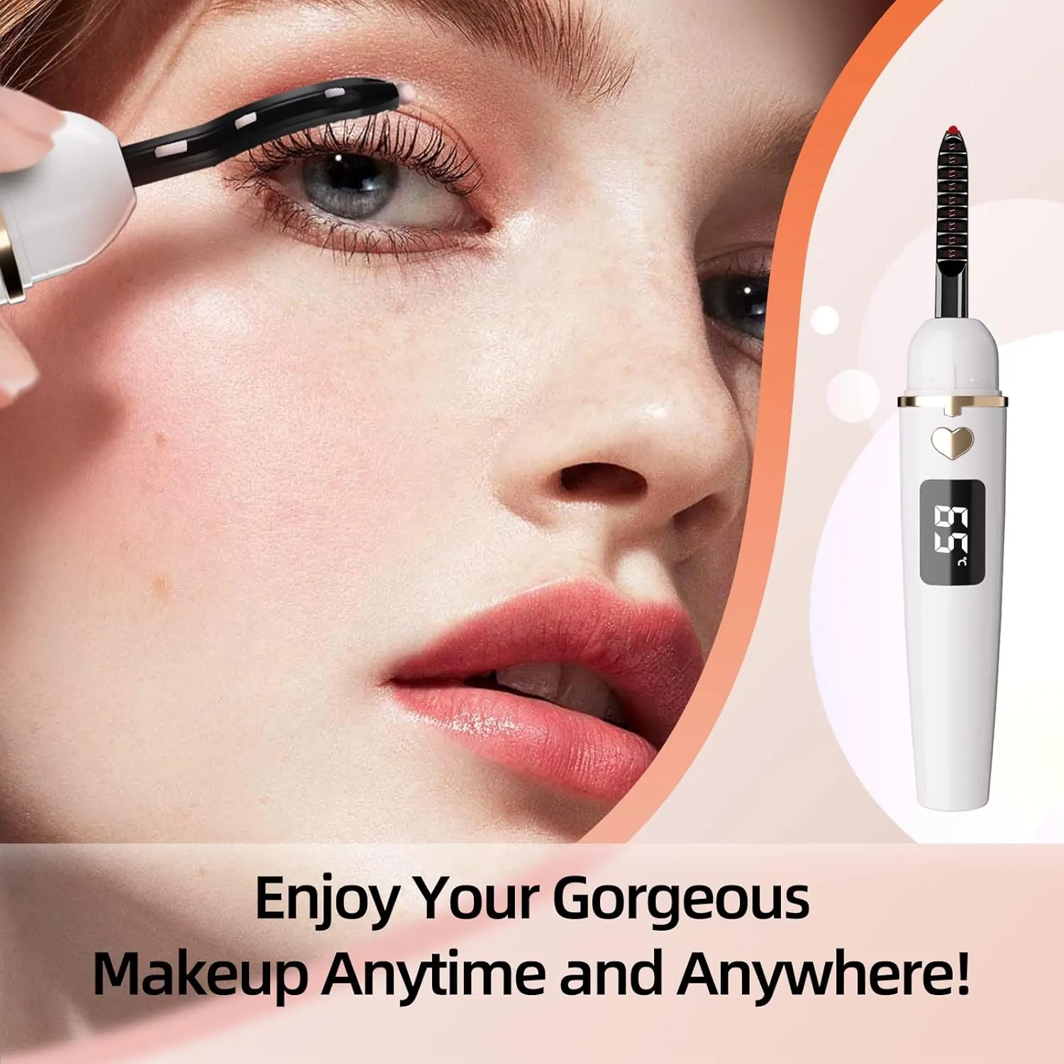 Heated Eyelash Curlers, Portable Heated Lash Curler,Heated Eyelash Curler Intelligent Power 0ff, Makeup Electric Eyelash Curler (White, X8-132MM)