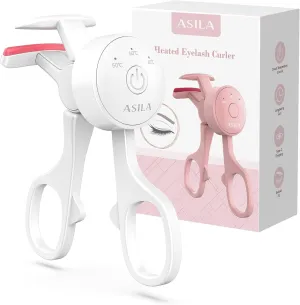 Heated Eyelash Curlers with 3 Heating Modes, C-Shaped Natural Curling, 24 Hours Long Lasting, Rechargeable Electric Eyelash Curler with Type-C, Anti-Burn Mini Lash Curler, Gift for Women Girls, White