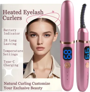 Heated Eyelash Curlers with Battery Indicator, Electric Eyelash Curler 3 Temperature Modes LED Display USB Rechargeable Makeup Tools, Heated Lash Curler Ideal Gift for Women (Purple)