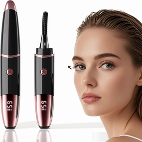 Heated Eyelash Curler, 4 Temperature Settings, 24-Hour Curl Effect, Rose Gold and Black, Eyslash Curler with LED Display