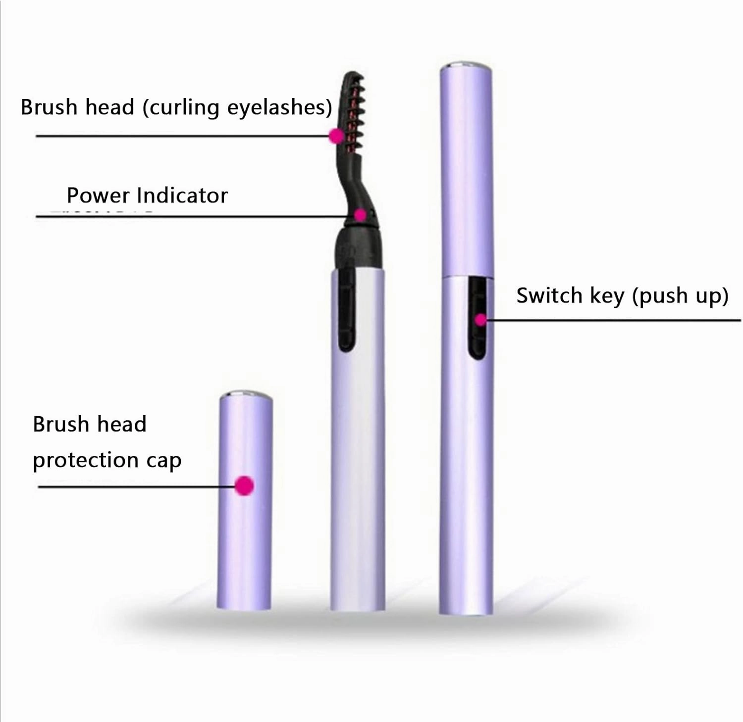 Heated Eyelash Curler Brush Electric Lash Curler Curlers Heat with Comb Built in for Women Double Row Heating Wire Mini Portable (19.5X8.5CM,Blue)