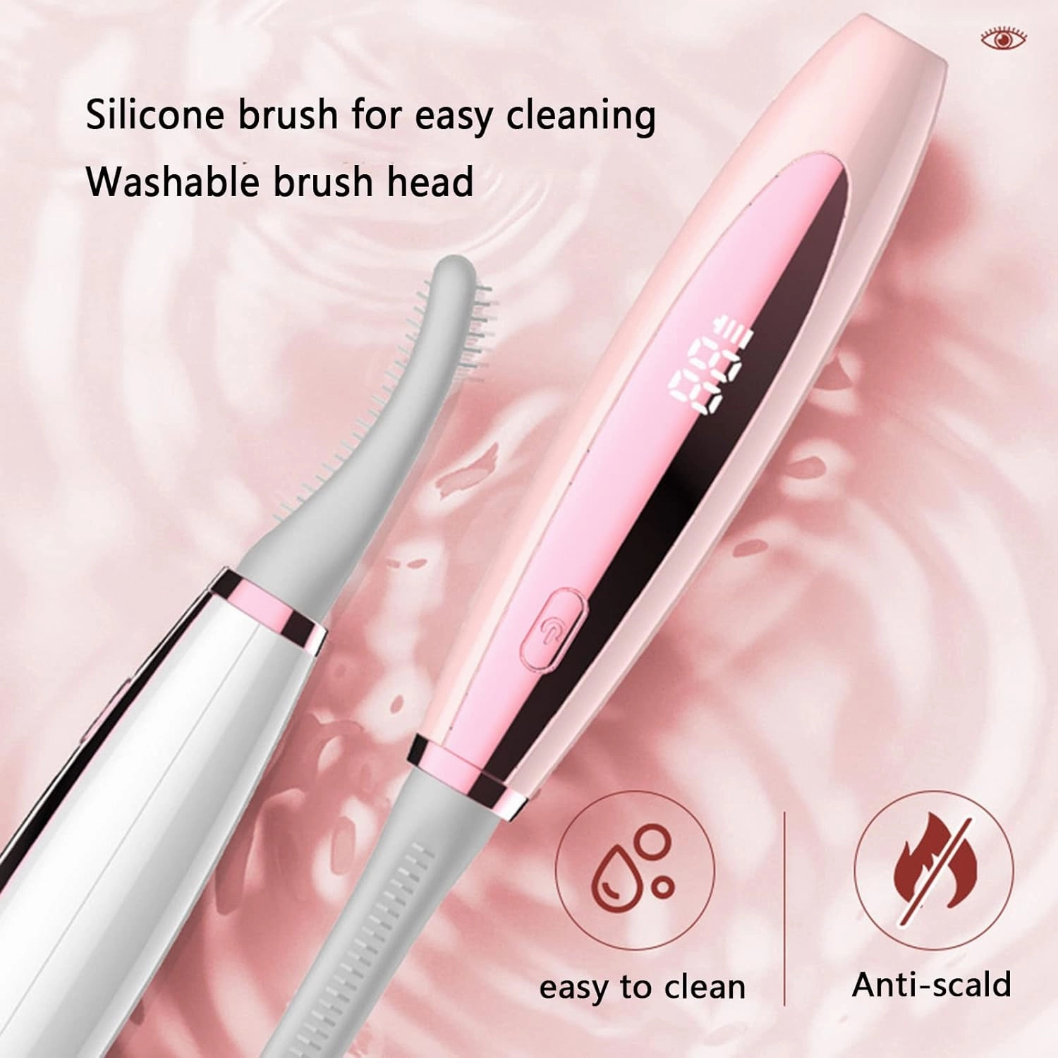 Heated Eyelash Curler Brush Electric Lash Curler Curlers Heat with Comb Built in Silicone Heating Pads for Women Mini USB Rechargeable (15X1.1X4.5cm,Rink)