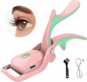 Heated Eyelash Curler, Electric Eye Lash Curler Rechargeable & Easy to Use 3 Heats Levels 15s Fast Heat Up for Long Lasting Natural Curl, Wide Opening, Heat-Safe Lash Curler for Women & Girls