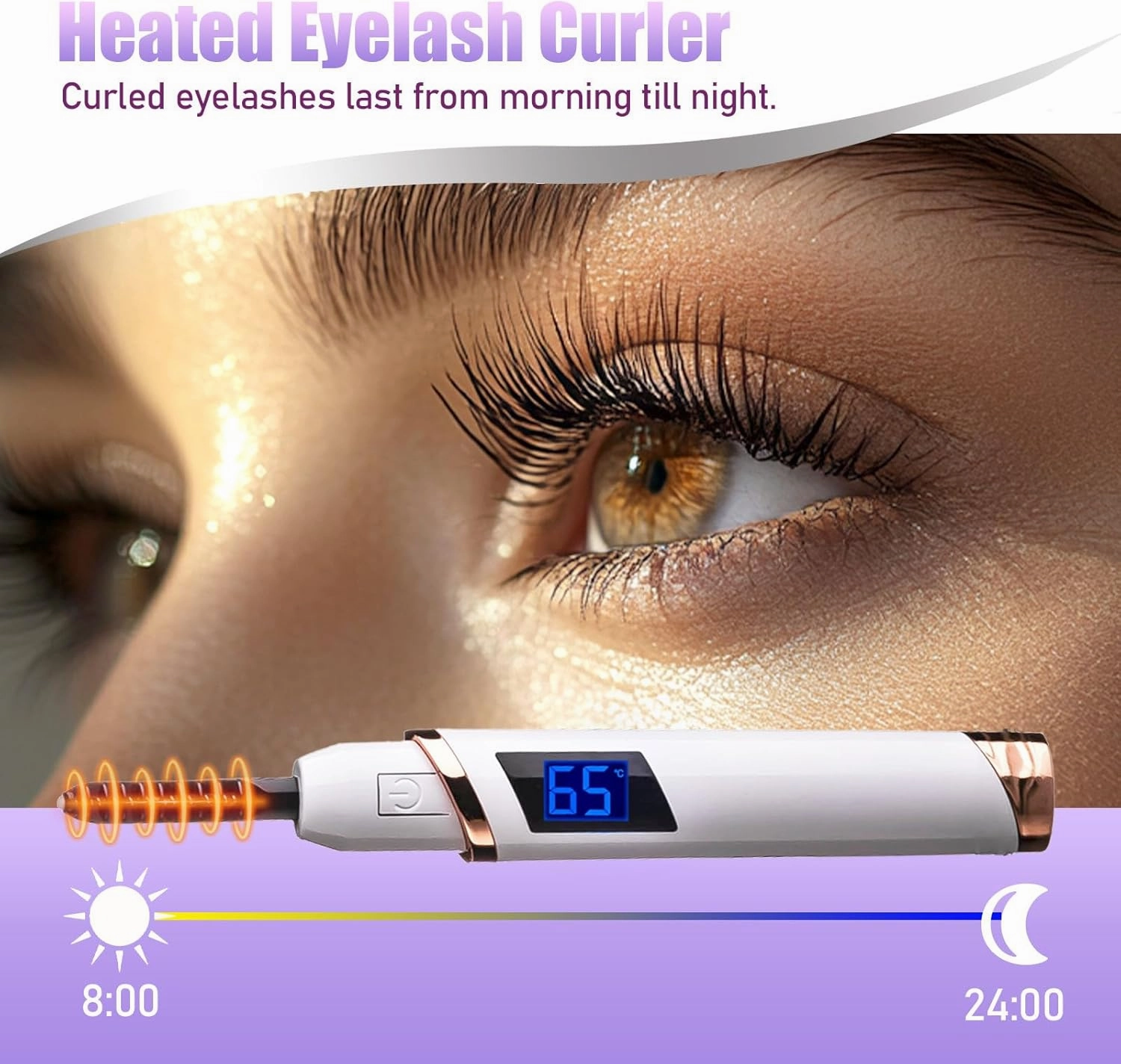Heated Eyelash Curler, Electric Eyelash Curler for Women, Rechargeable Heated Lash Curler with 10s Fast Heating 24H Long Lasting 4 Adjustable Temperature Makeup Tool Gift for Women Girls