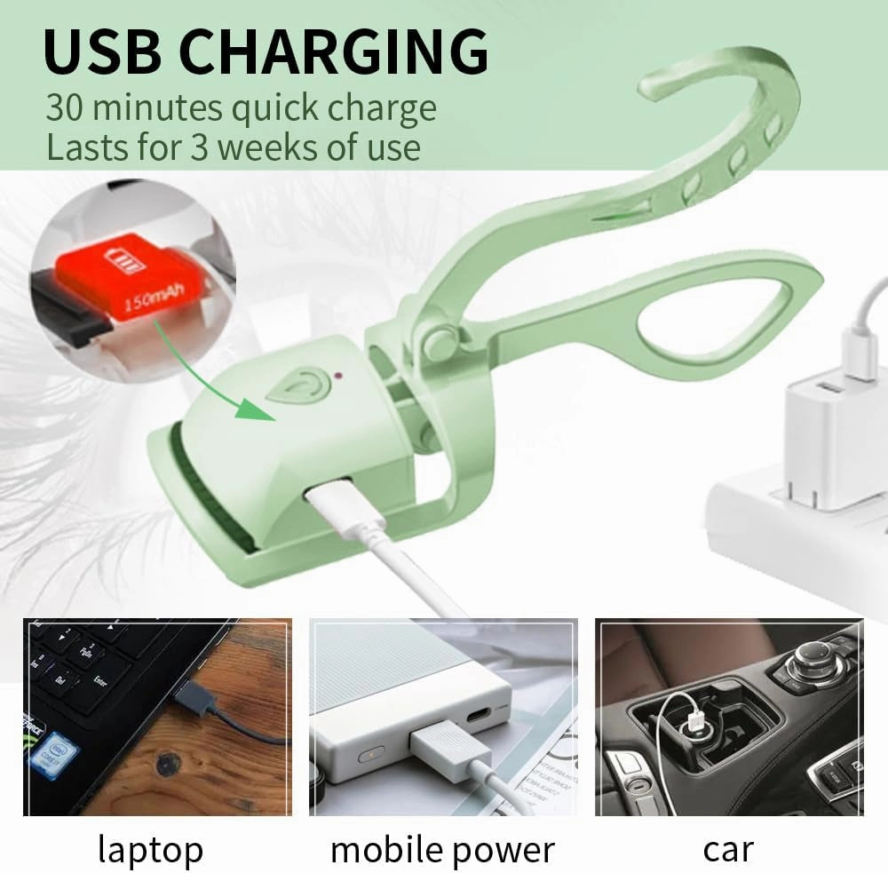 Heated Eyelash Curler, Fast Heat up within 5S, 24 Hours Long Lasting, Rechargeable Electric Eyelash Curler, Temperature Control, Safe Anti-Burn Lash Curler, Quick Natural Curling Eye Lashes