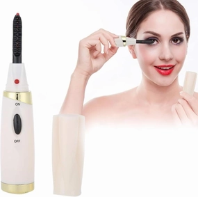 Heated Eyelash Curler, Mini Electric Eyelash Curler Eyelashes Curling Applicator Portable Electric Makeup Eye Lashes Brush Heated Lash Curler(#2)