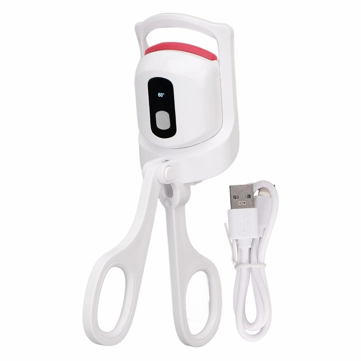 Heated Eyelash Curler Mini Long Lasting Electric Lash Curler White for Easy Use