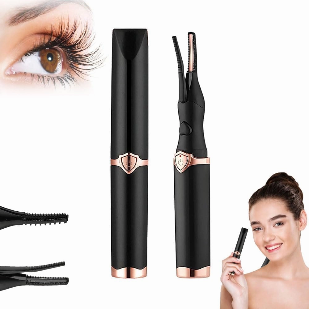 Heated Eyelash Curlers, 2025 Rechargeable Heated Eyelash Curler for Quick Heating Curling, 2 in 1 Electric Eyelash Curler for Instant Glam, Upgrade Electric Eyelash Curler with USB Cable (Black 2pcs)
