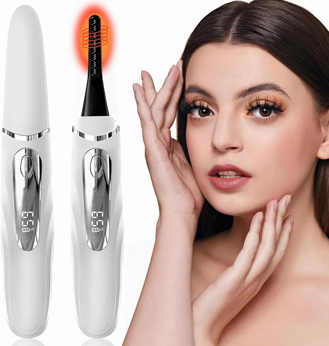 Heated Eyelash Curlers - Fast Heat up Within 10s - 24 Hours Long Lasting - Rechargeable Electric Eyelash Curler with Type-C, with 4 Heating Modes Anti-Burn Mini Lash Curler with LED Display
