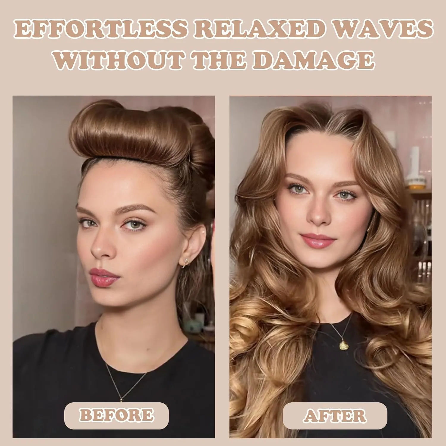 Heatless Curls Overnight, 5 Pcs Heatless Hair Curlers to Sleep in Hair Rollers for Women No Heat Flexi Overnight Blowout Rods Soft Curling Rods for Long Short Hair Styling Tools - Brown
