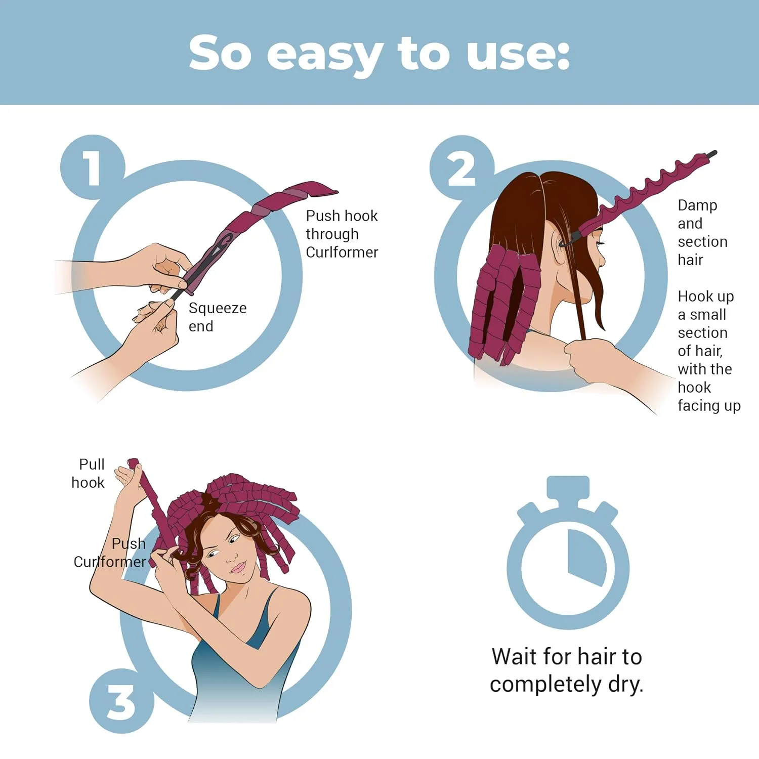 Heatless Hair Curlers Glam Up Kit by Curlformers • Deluxe Range • Spiral Curls Glam Up For Extra Long Hair Up To 22" • 20 No Heat Curlers & 1 Styling Hook • Healthy & Damage Free