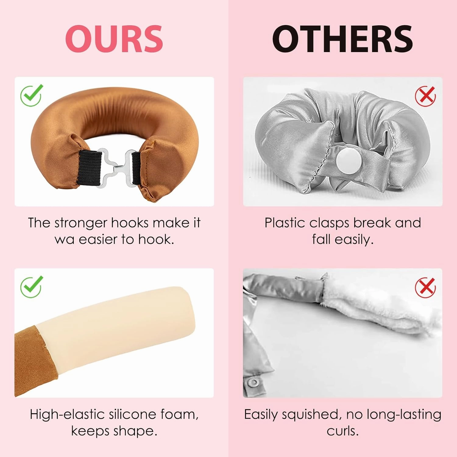 Heatless Curling Set for Long and Short Hair Jumbo Foam Sponge Hair Rollers No Heat Overnight Curls with Silk Scarf Wrap Option Styling Tools in Brown